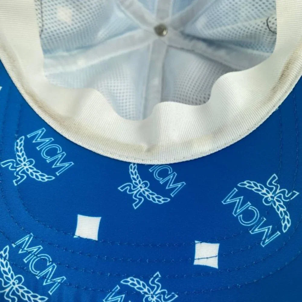 MCM Blue Monogram Visetos Log Baseball Cap Hat